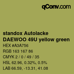 Color code: standox Autolacke - DAEWOO 49U yellow green | qconv.com