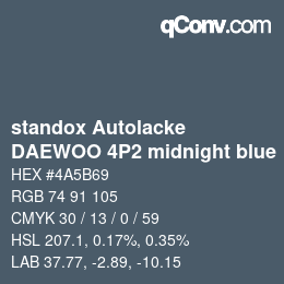 Color code: standox Autolacke - DAEWOO 4P2 midnight blue | qconv.com