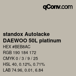 Color code: standox Autolacke - DAEWOO 50L platinum | qconv.com