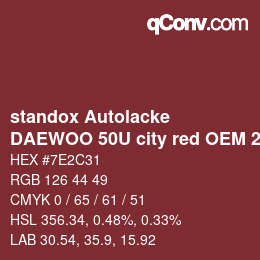 カラーコード: standox Autolacke - DAEWOO 50U city red OEM 2005 | qconv.com