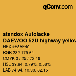 Color code: standox Autolacke - DAEWOO 52U highway yellow | qconv.com