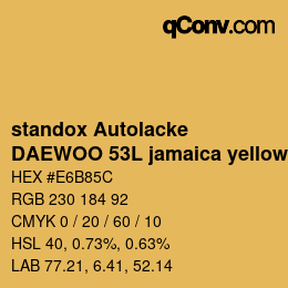 Color code: standox Autolacke - DAEWOO 53L jamaica yellow | qconv.com
