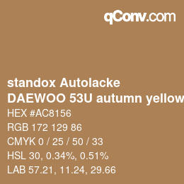 Color code: standox Autolacke - DAEWOO 53U autumn yellow | qconv.com