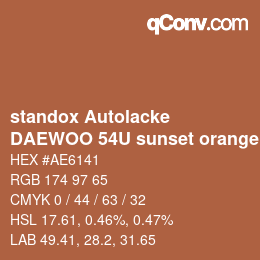 Farbcode: standox Autolacke - DAEWOO 54U sunset orange OEM 2005 | qconv.com