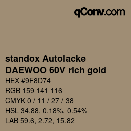 Código de color: standox Autolacke - DAEWOO 60V rich gold | qconv.com