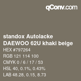 Color code: standox Autolacke - DAEWOO 62U khaki beige | qconv.com