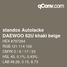 カラーコード: standox Autolacke - DAEWOO 62U khaki beige | qconv.com