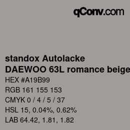 Color code: standox Autolacke - DAEWOO 63L romance beige | qconv.com