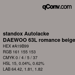 カラーコード: standox Autolacke - DAEWOO 63L romance beige | qconv.com