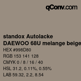 Color code: standox Autolacke - DAEWOO 68U melange beige | qconv.com
