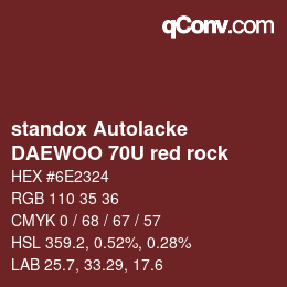 Código de color: standox Autolacke - DAEWOO 70U red rock | qconv.com