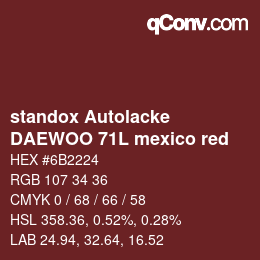 Color code: standox Autolacke - DAEWOO 71L mexico red | qconv.com