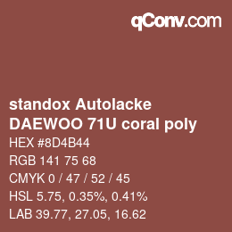 カラーコード: standox Autolacke - DAEWOO 71U coral poly | qconv.com