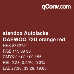 Farbcode: standox Autolacke - DAEWOO 72U orange red | qconv.com