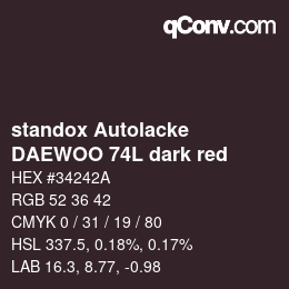 Color code: standox Autolacke - DAEWOO 74L dark red | qconv.com