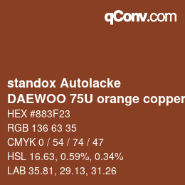 Farbcode: standox Autolacke - DAEWOO 75U orange copper | qconv.com