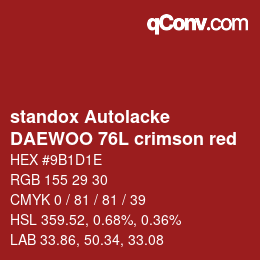 Code couleur: standox Autolacke - DAEWOO 76L crimson red | qconv.com