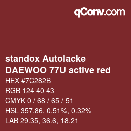 Code couleur: standox Autolacke - DAEWOO 77U active red | qconv.com