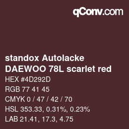 Color code: standox Autolacke - DAEWOO 78L scarlet red | qconv.com