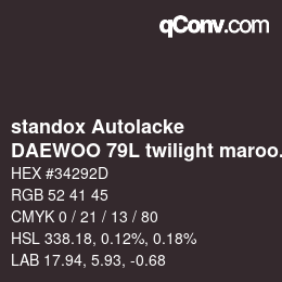 Farbcode: standox Autolacke - DAEWOO 79L twilight maroon | qconv.com