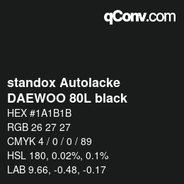 Color code: standox Autolacke - DAEWOO 80L black | qconv.com