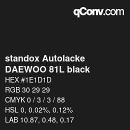 Code couleur: standox Autolacke - DAEWOO 81L black | qconv.com