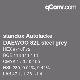 Color code: standox Autolacke - DAEWOO 82L steel grey | qconv.com