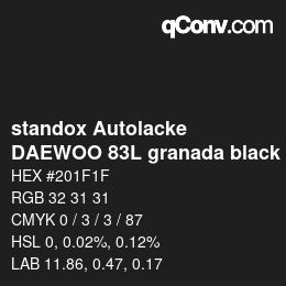 Color code: standox Autolacke - DAEWOO 83L granada black | qconv.com