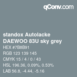 Color code: standox Autolacke - DAEWOO 83U sky grey | qconv.com