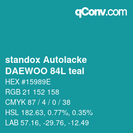 Código de color: standox Autolacke - DAEWOO 84L teal | qconv.com