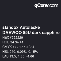 Código de color: standox Autolacke - DAEWOO 85U dark sapphire | qconv.com