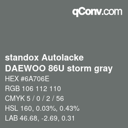 Color code: standox Autolacke - DAEWOO 86U storm gray | qconv.com