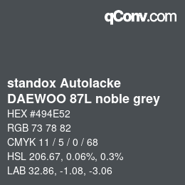 Color code: standox Autolacke - DAEWOO 87L noble grey | qconv.com