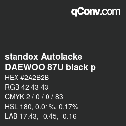 Farbcode: standox Autolacke - DAEWOO 87U black p | qconv.com