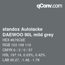 Color code: standox Autolacke - DAEWOO 90L mild grey | qconv.com