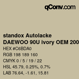 カラーコード: standox Autolacke - DAEWOO 90U ivory OEM 2005 | qconv.com