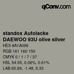 Color code: standox Autolacke - DAEWOO 93U olive silver | qconv.com