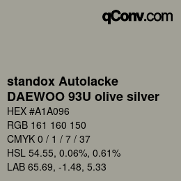 カラーコード: standox Autolacke - DAEWOO 93U olive silver | qconv.com