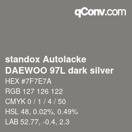 Color code: standox Autolacke - DAEWOO 97L dark silver | qconv.com