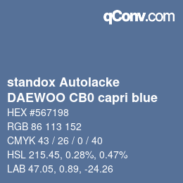 Code couleur: standox Autolacke - DAEWOO CB0 capri blue | qconv.com