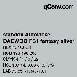 Código de color: standox Autolacke - DAEWOO FS1 fantasy silver | qconv.com