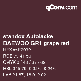 颜色代码: standox Autolacke - DAEWOO GR1 grape red | qconv.com
