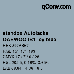 Color code: standox Autolacke - DAEWOO IB1 icy blue | qconv.com