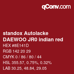 Código de color: standox Autolacke - DAEWOO JR0 indian red | qconv.com