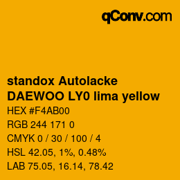 カラーコード: standox Autolacke - DAEWOO LY0 lima yellow | qconv.com