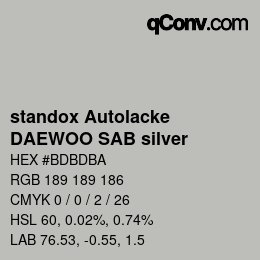 Color code: standox Autolacke - DAEWOO SAB silver | qconv.com