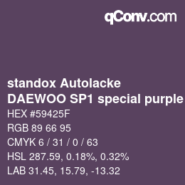 Color code: standox Autolacke - DAEWOO SP1 special purple | qconv.com