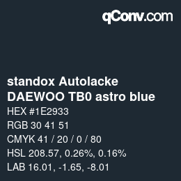 Código de color: standox Autolacke - DAEWOO TB0 astro blue | qconv.com