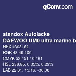 Código de color: standox Autolacke - DAEWOO UM0 ultra marine blue | qconv.com