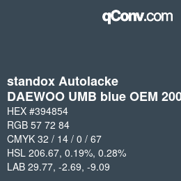 Color code: standox Autolacke - DAEWOO UMB blue OEM 2006 | qconv.com